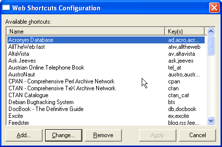 The configuration dialog